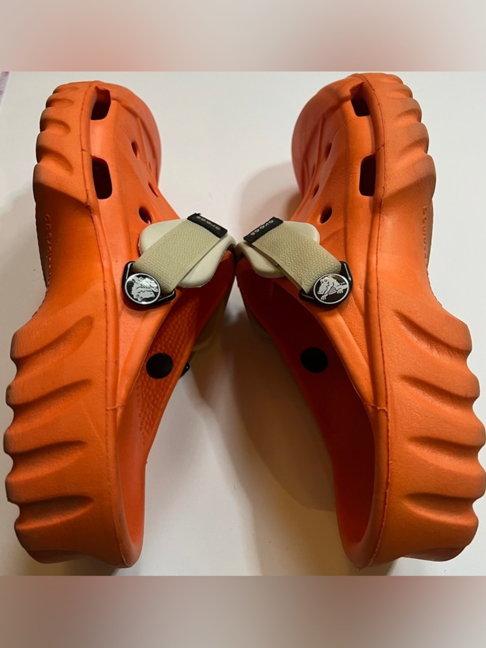 CROCS Classic All-Terrain Clogs Orange Adjustable Strap Women's 9 Men's 7 - Picture 4 of 5